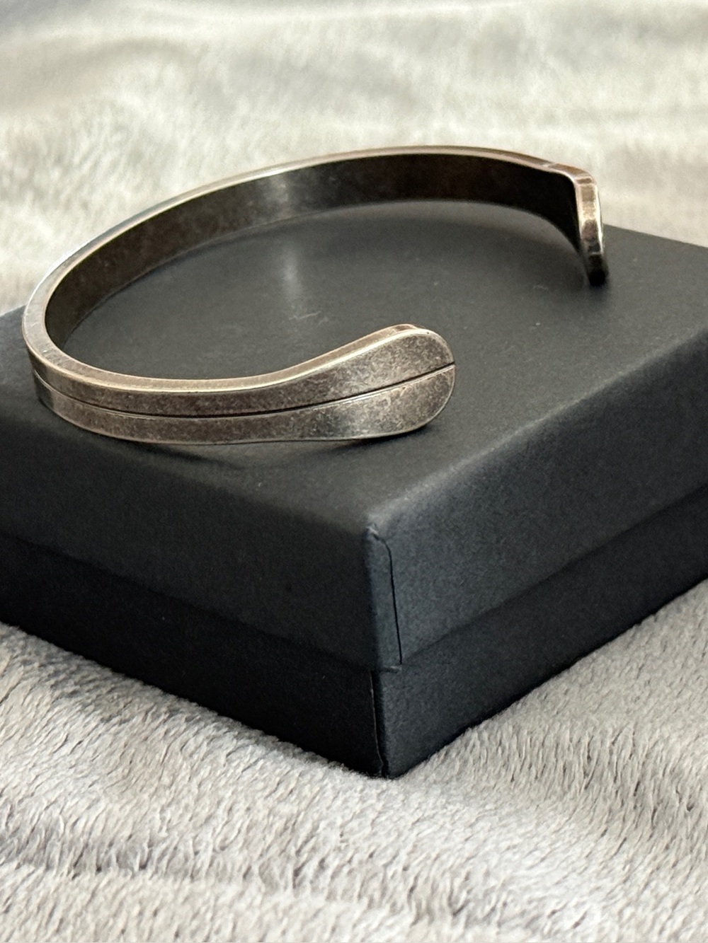 Distressed Stainless Steel Cuff Bracelet | Minimalist Unisex Open Bangle